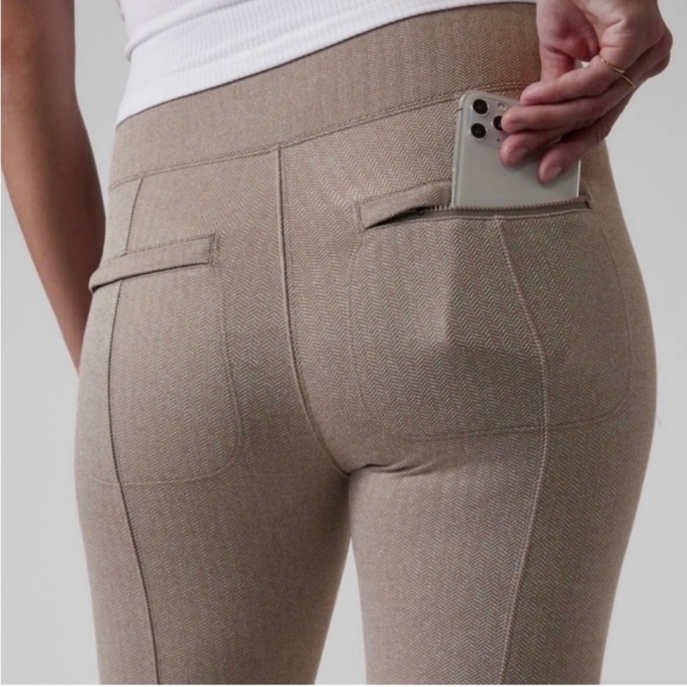 GUC Athleta Delancy Herringbone Tight Legging Taupe Tan Size Small - Picture 3 of 8